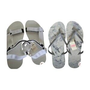 2 pairs of Victoria’s Secret Pink Slides SANDALS WHITE FLIP-FLOPS New SIZE LARGE